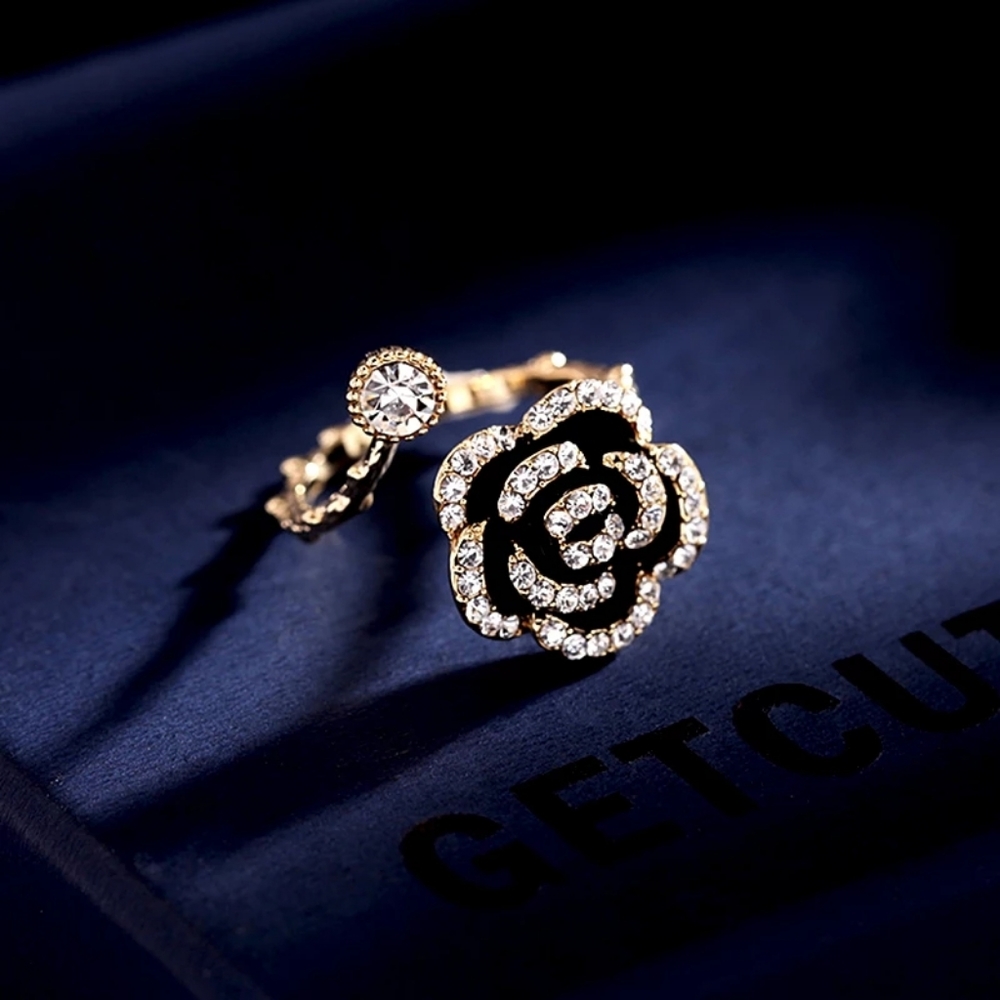 !NEW Gold Onyx Ring | Micropave Open Size Band Ring - Picture 4 of 16
